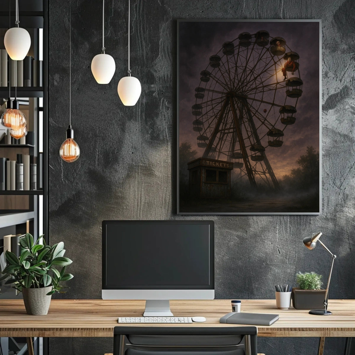 Eerie Ferris Wheel At Dusk Poster