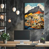 Vibrant Cityscape At The MountainS Edge Poster