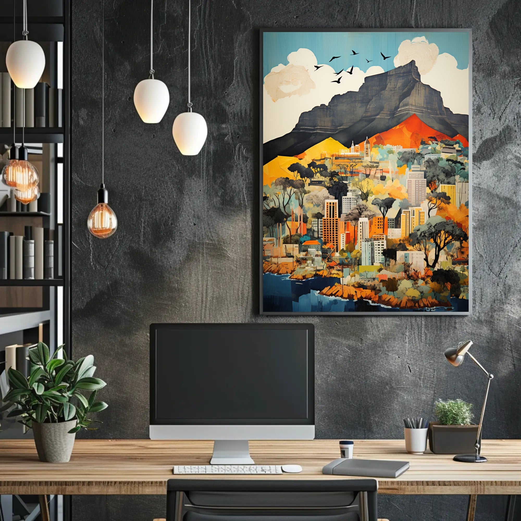 Vibrant Cityscape At The MountainS Edge Poster