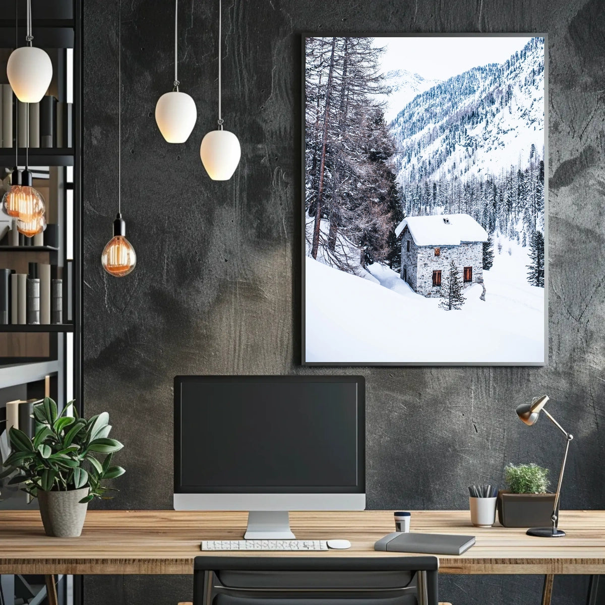 Winter Retreat in the Mountains Poster