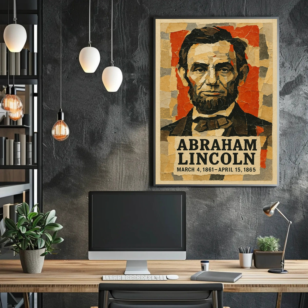 Abraham Lincoln 16th President of the United States Layered paper Collage Poster