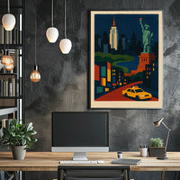 New York City Art Deco Poster Abstract Landmarks Wall Art