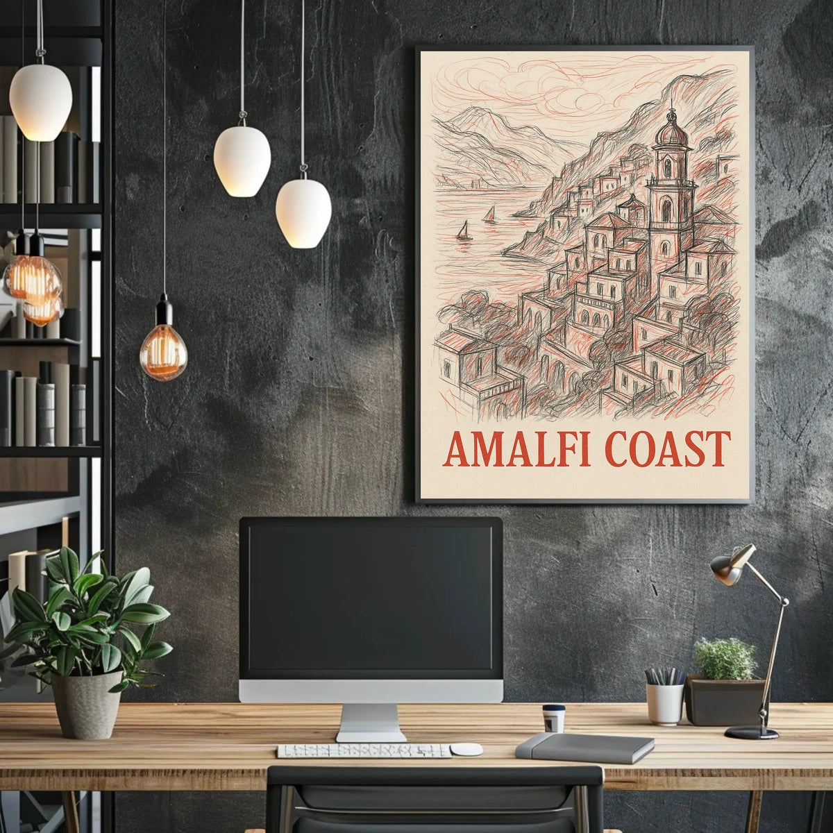 Amalfi Coast Poster Wall Art 18x24 Coastal Decor Coastal View