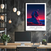 Great Sphinx Poster Under Surreal Night Sky - Fantasy Poster