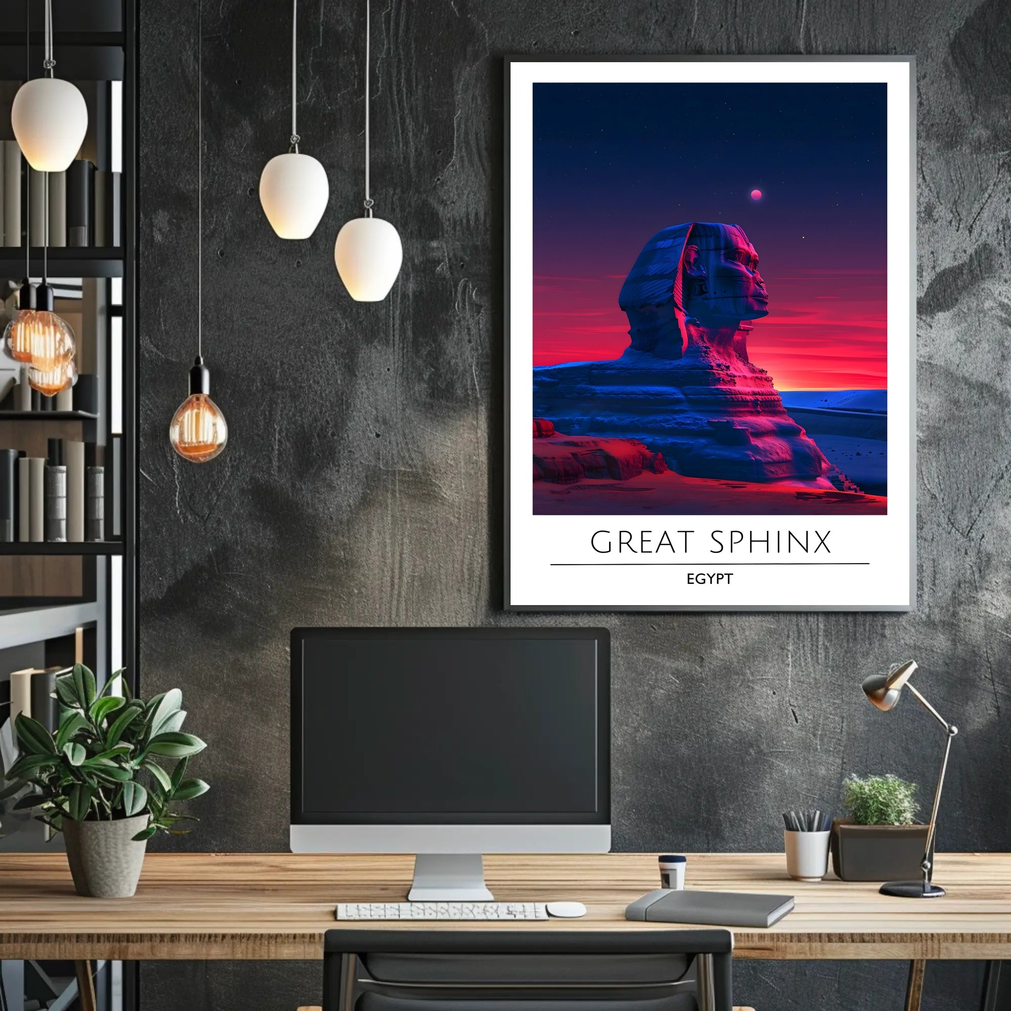 Great Sphinx Poster Under Surreal Night Sky - Fantasy Poster