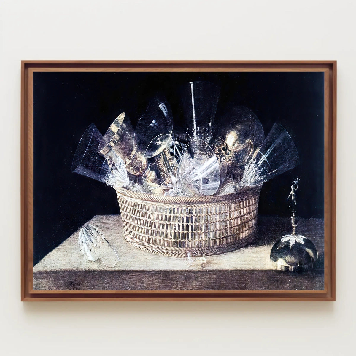 This poster features a classic still life painting with a focus on a Travel Poster