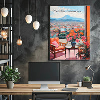 Medellín Balcony View with Vibrant Cityscape Poster