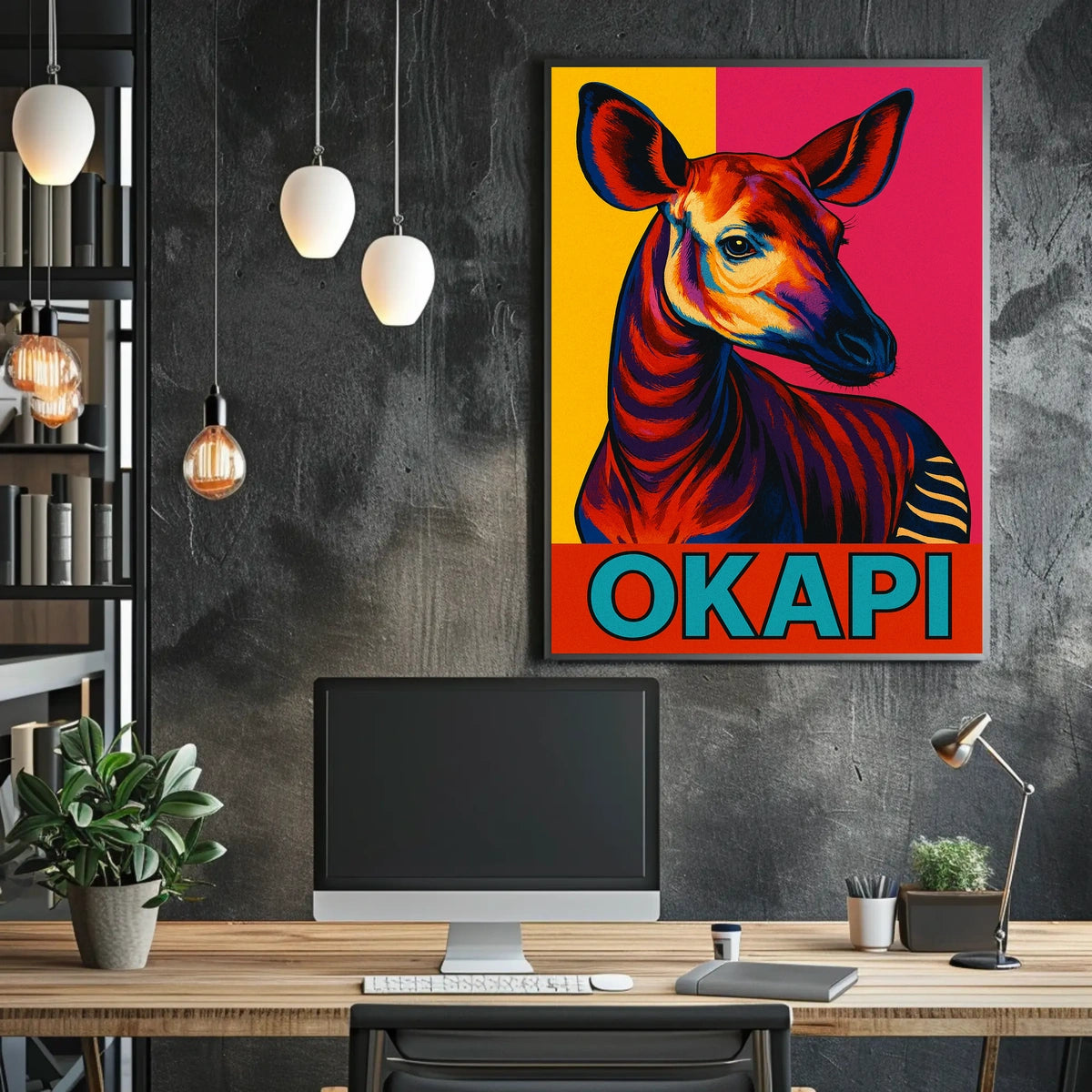 Vibrant Okapi Portrait Poster
