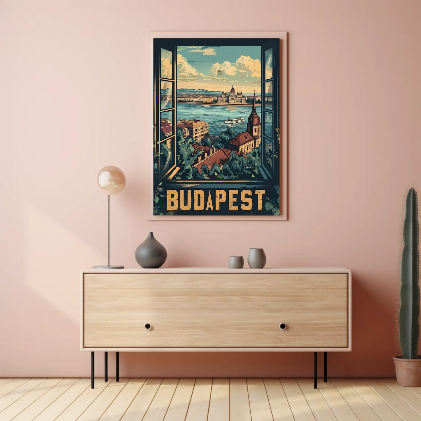 Budapest Window View Travel Poster