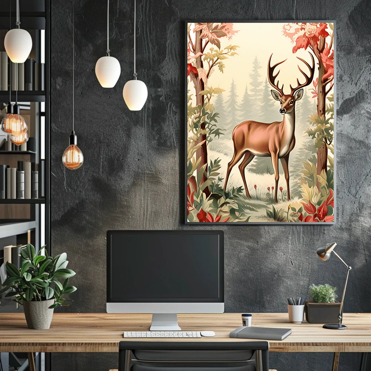 Majestic Deer In Autumn Forest Poster