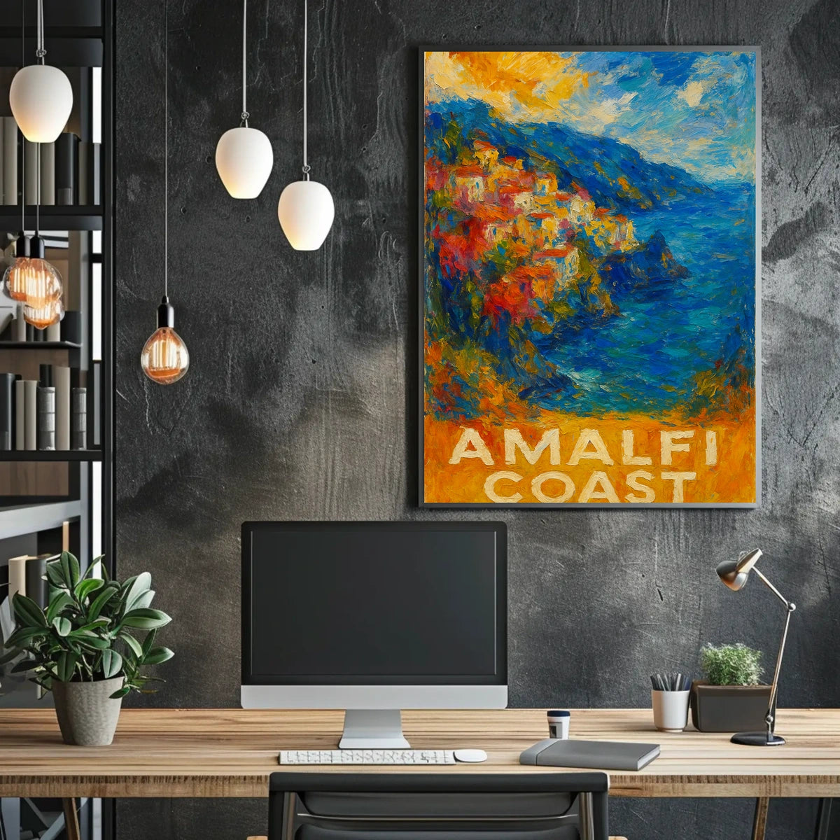 Amalfi Coast Poster Wall Art Coastal Decor Gift Idea