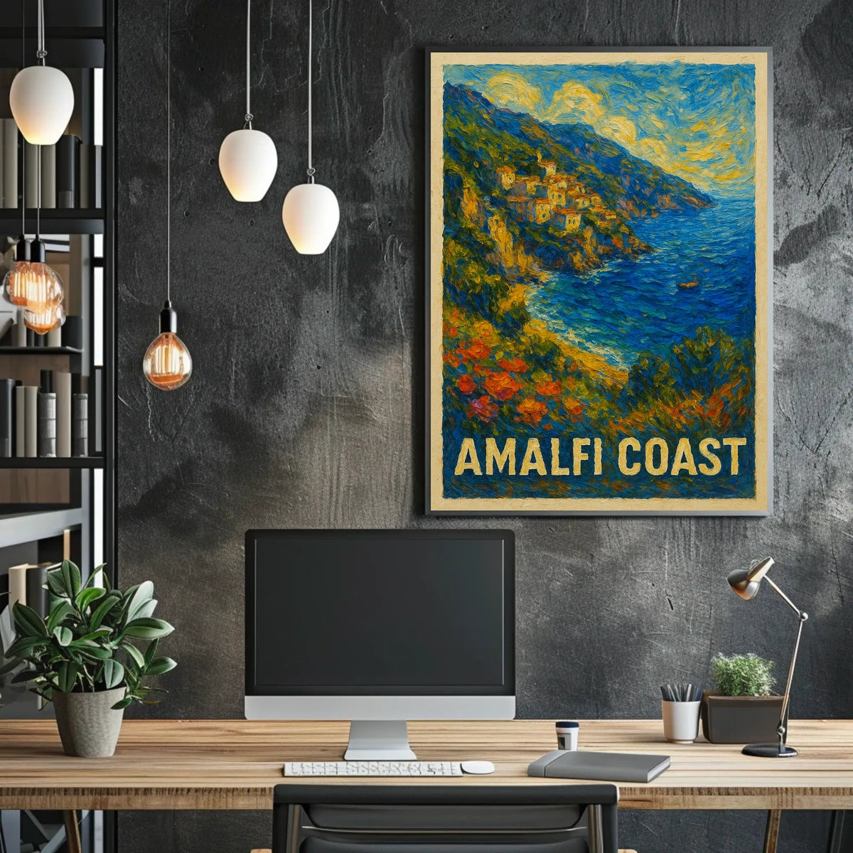 Amalfi Coast Poster Wall Art Coastal Decor Travel Gift Idea