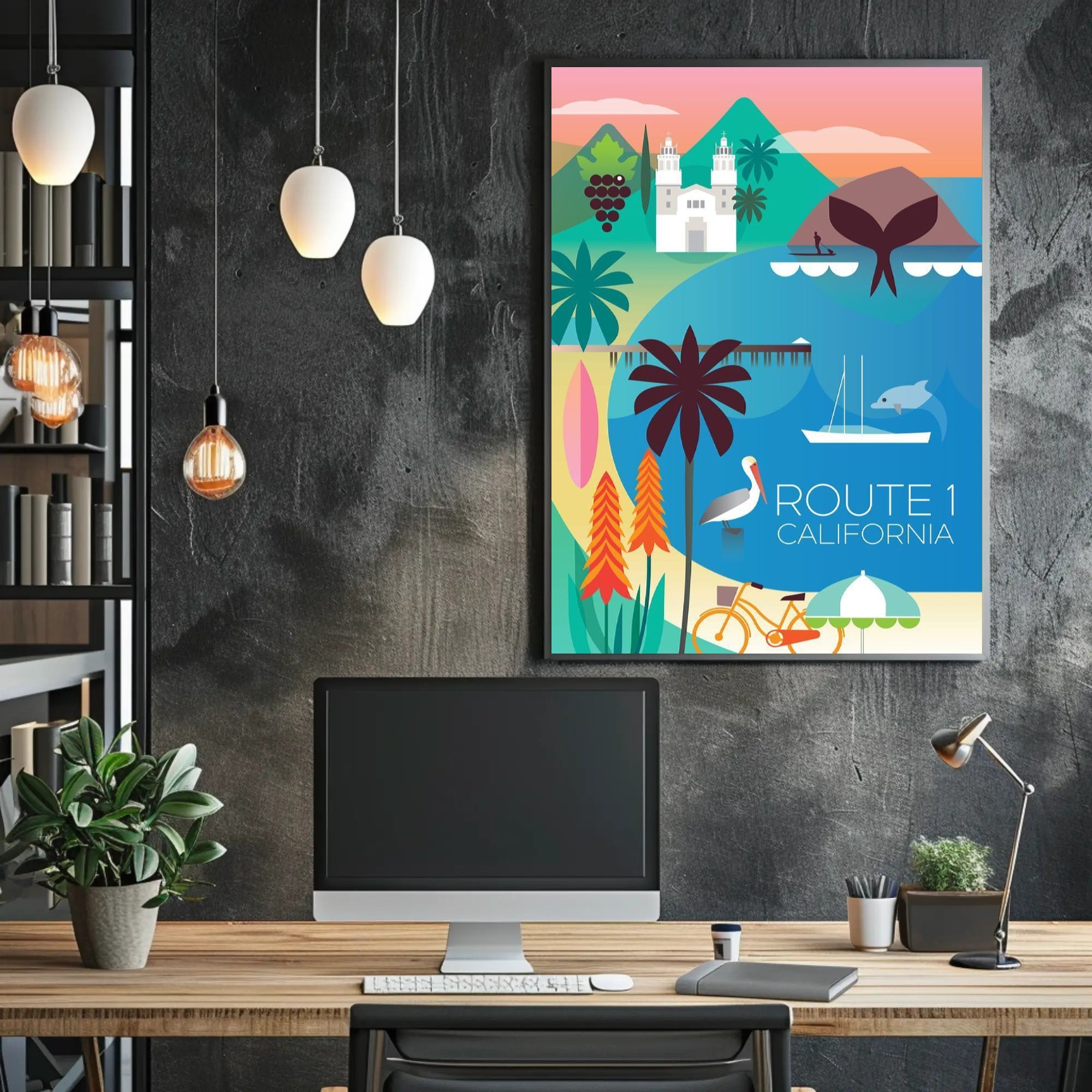 California Coastal Adventure Art – Travel Poster PosterGoat