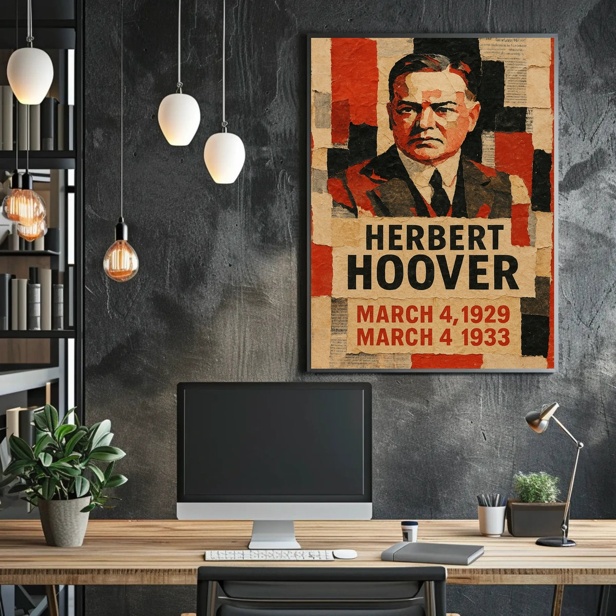 Herbert Hoover 31st President of the United States Layered paper Collage Poster