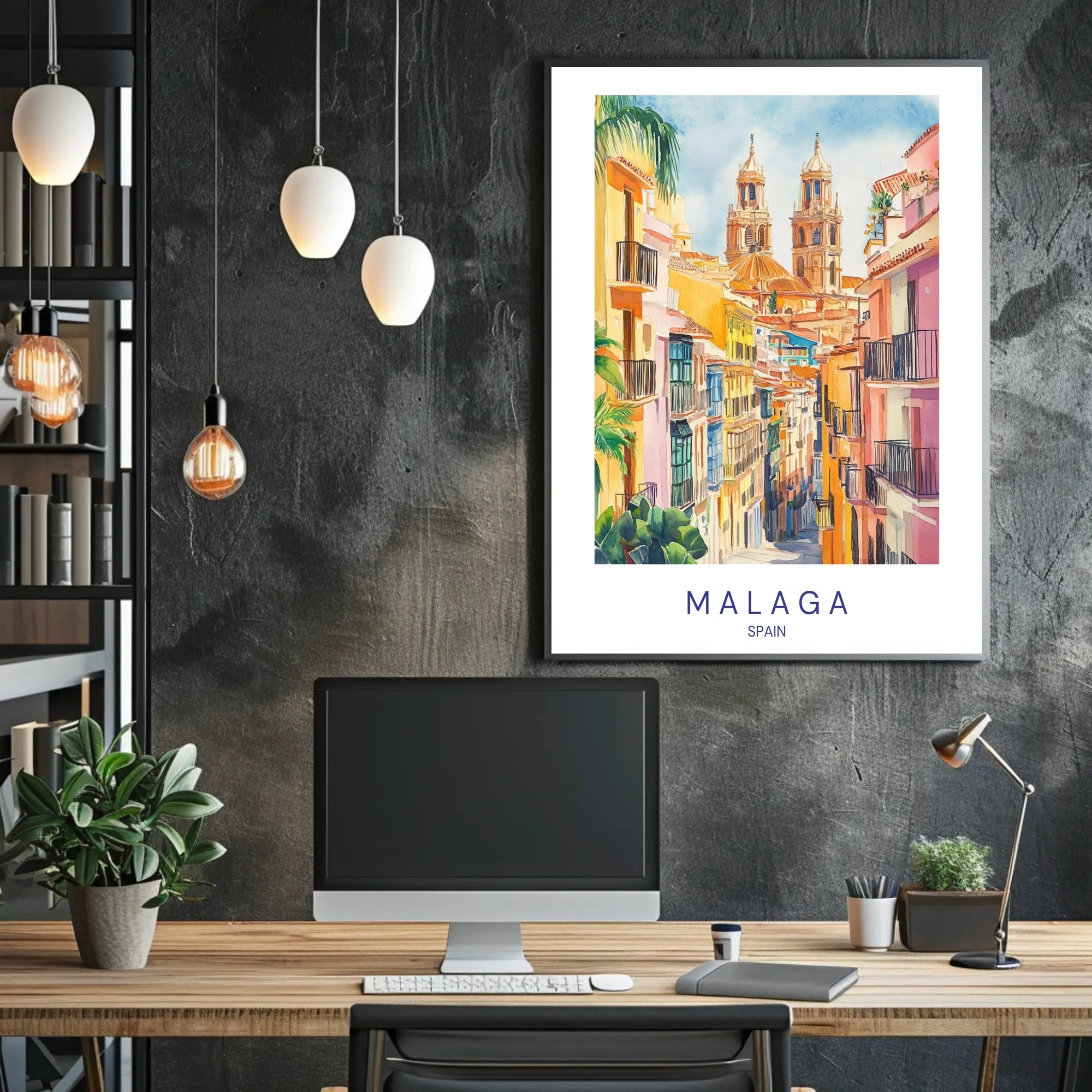 Colorful Streets of Malaga Poster PosterGoat