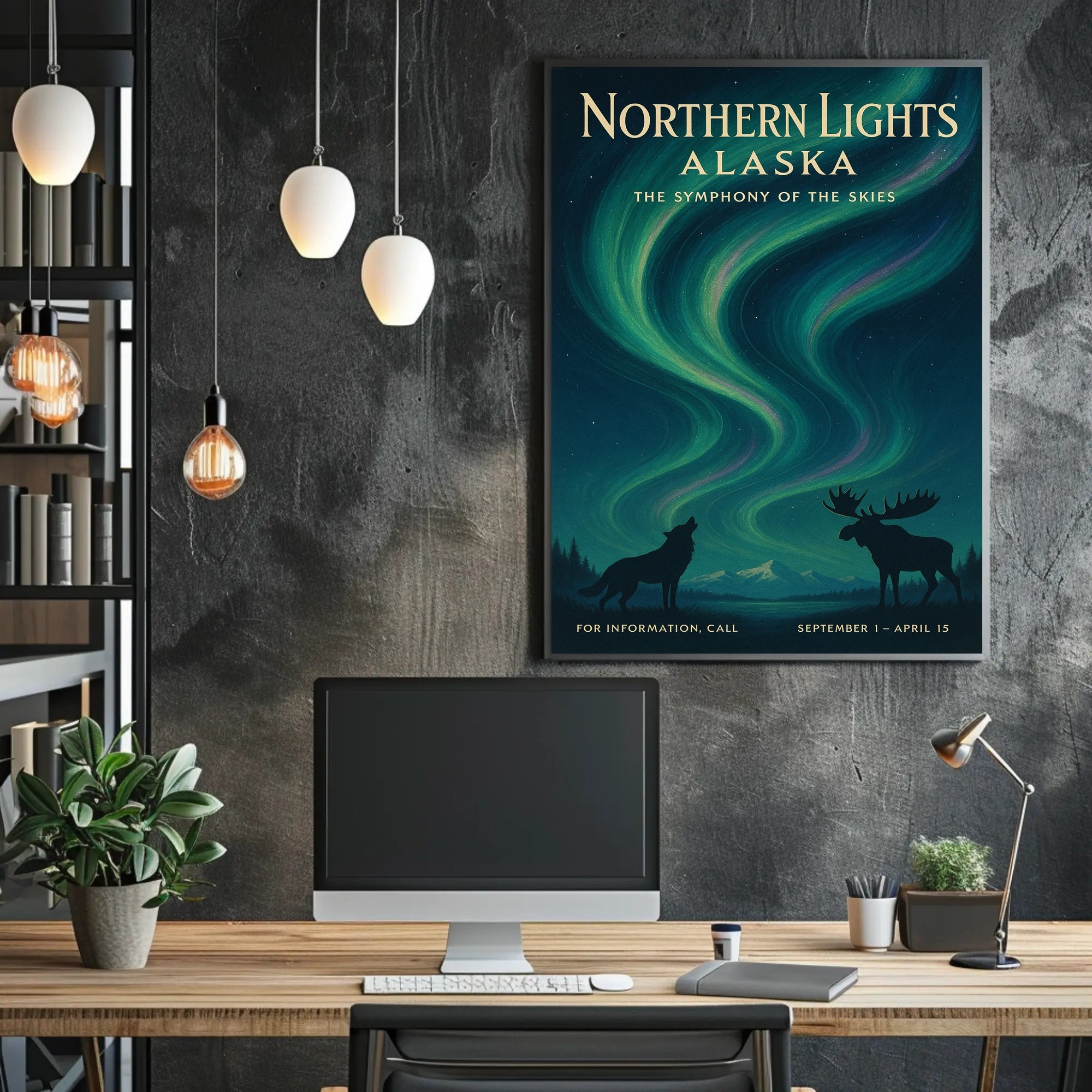 Northern Lights Symphony, Vintage Travel Poster