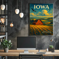 Iowa Where Fields Meet Horizons Poster
