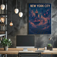 New York City Poster Modern Travel Skyline Wall Art