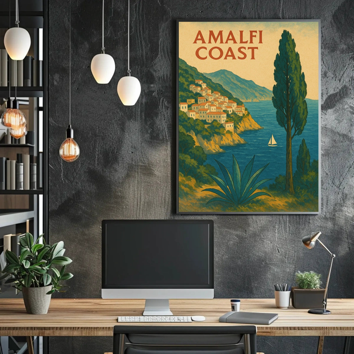 Amalfi Coast Poster Wall Art 18x24 Coastal Seascape Decor