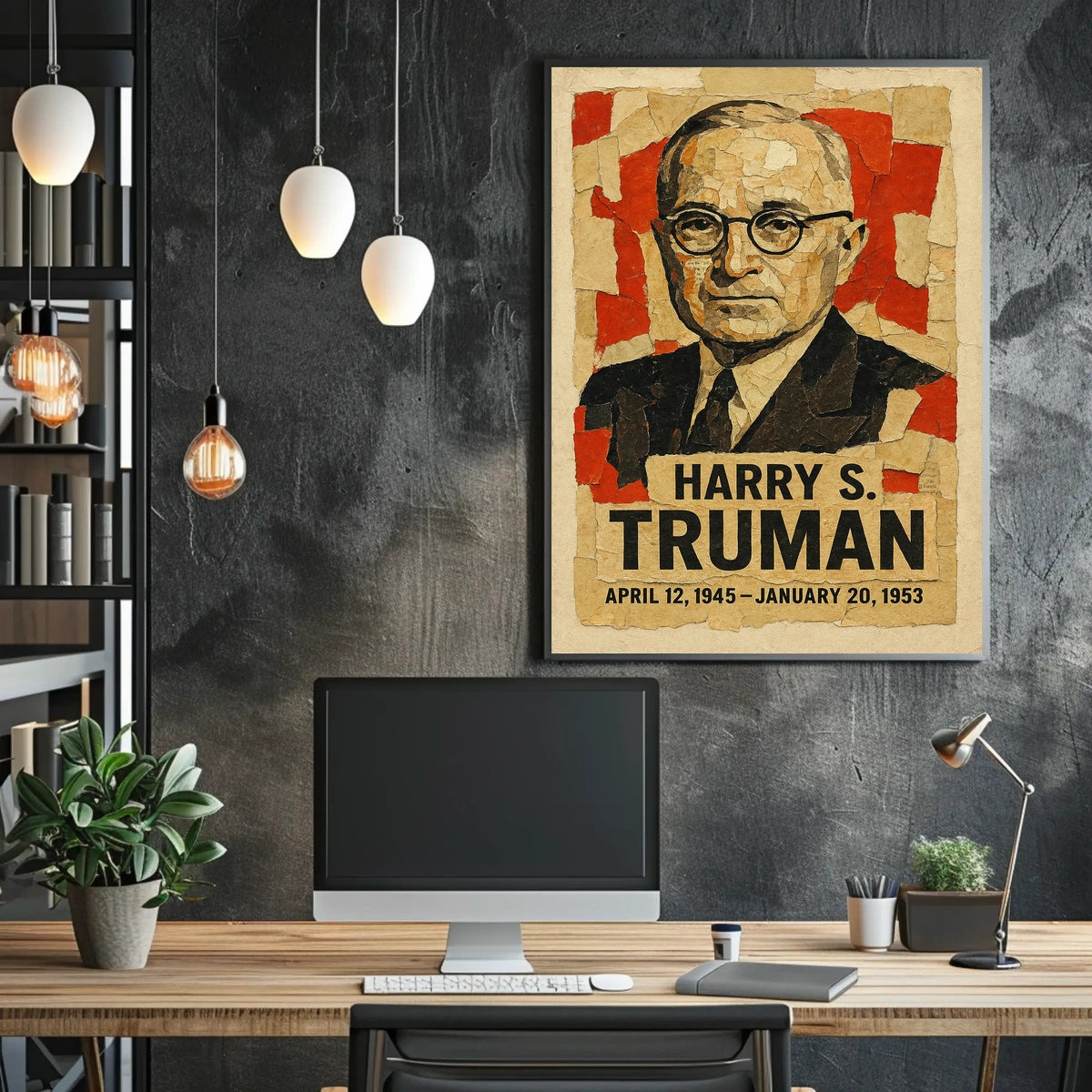 Harry S. Truman 33rd President of the United States Layered paper Collage Poster