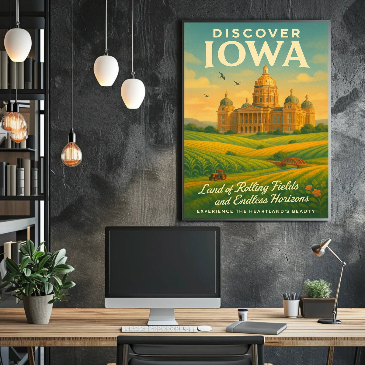 Discover Iowa Land of Rolling Fields Poster