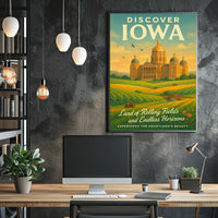 Discover Iowa Land of Rolling Fields Poster