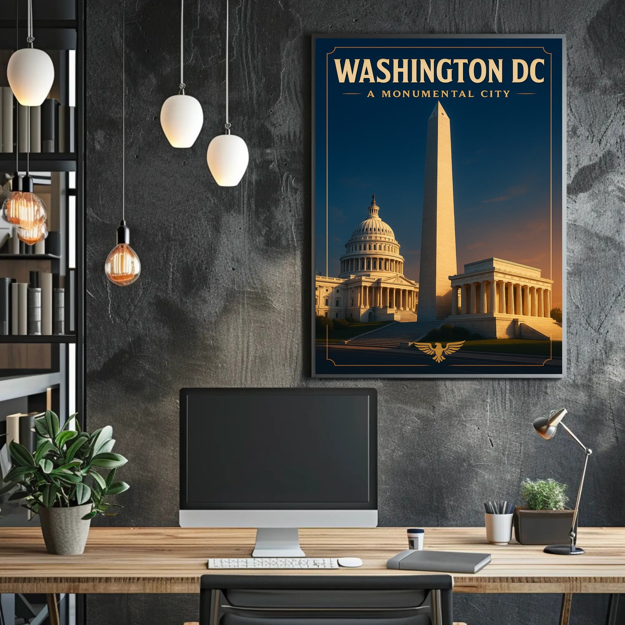 Washington D.C. Monuments Vintage Travel Poster PosterGoat