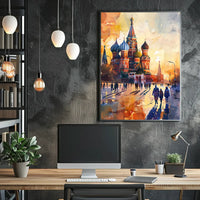 St. Basil's Cathedral Sunset Watercolor Art Poster