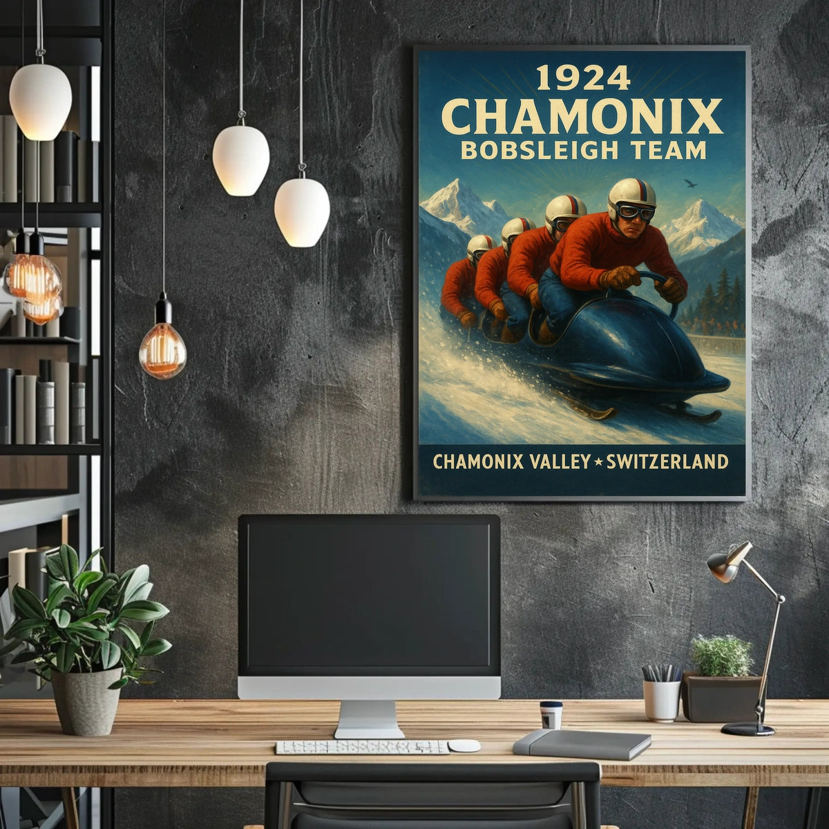1924 Chamonix Bobsleigh Team Poster