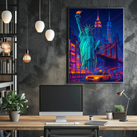 New York City Poster Modern Neon Nightlife Wall Art