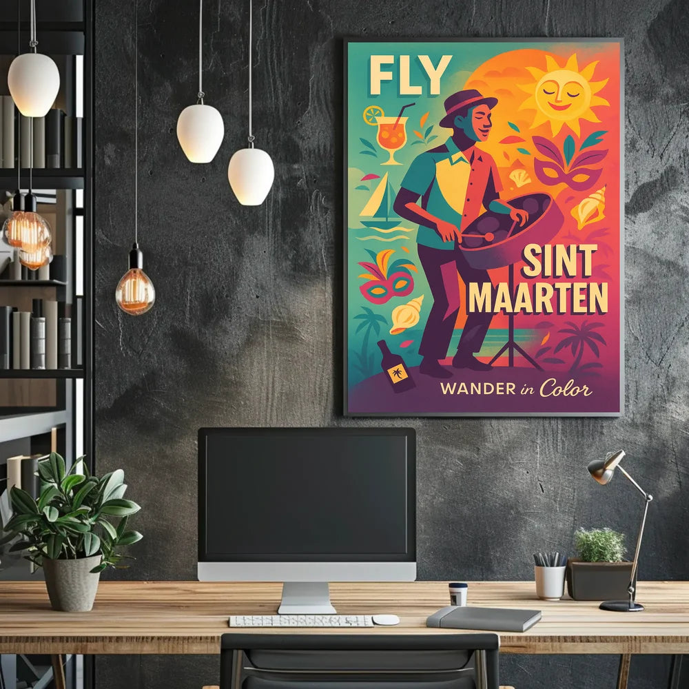 Sint Maarten Island Festive Travel Poster PosterGoat