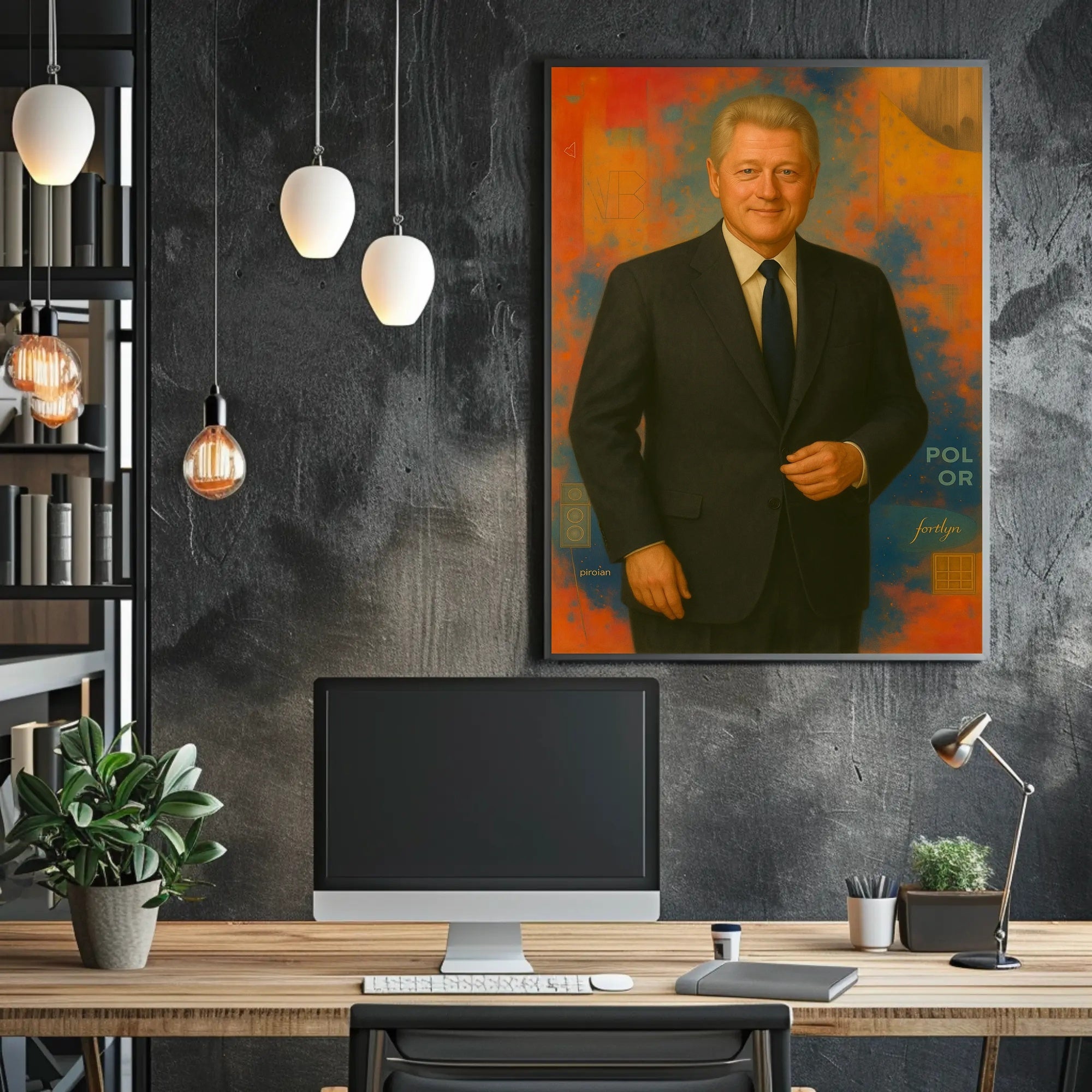 Vibrant Abstract Suit Portrait - Artistic Poster