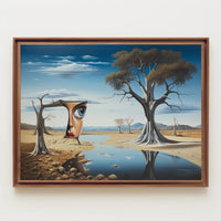 Surreal Desert Landscape with Human-Tree Artistic Poster