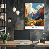 Zion National Park Vintage Adventure Travel Poster