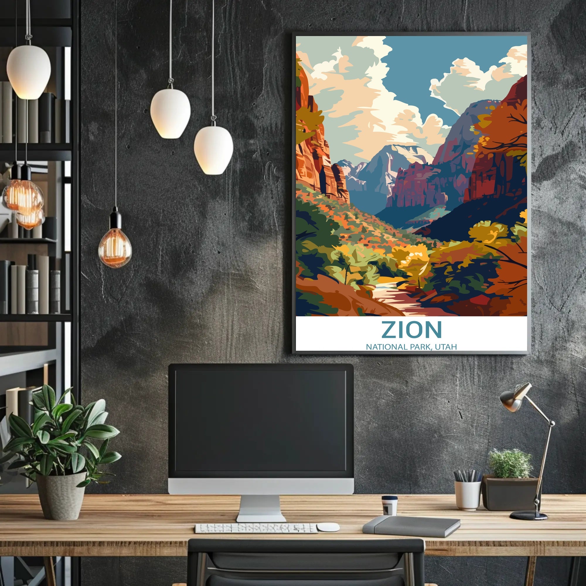 Zion National Park Vintage Adventure Travel Poster