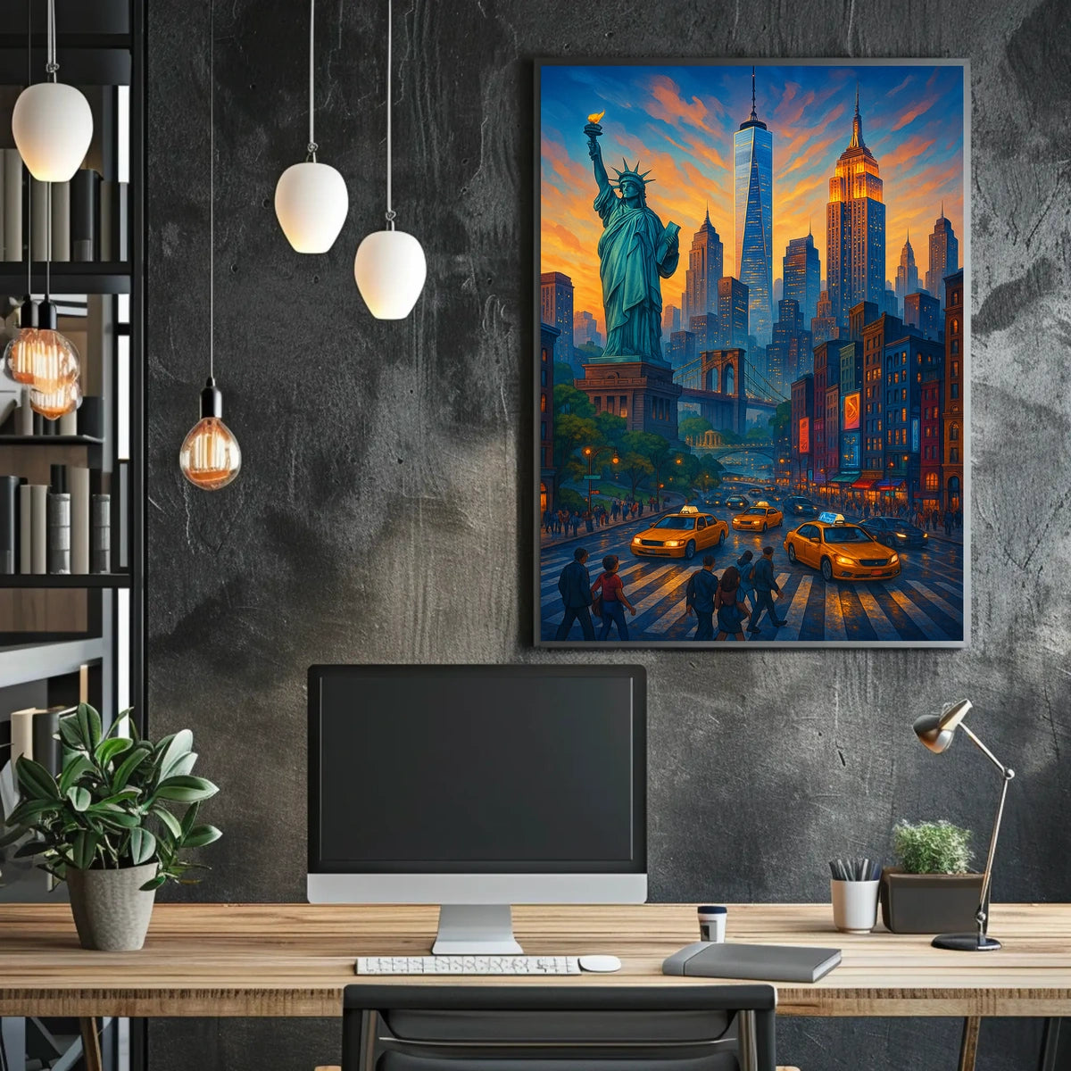New York Cityscape Landmark Skyline Poster Modern Wall Art