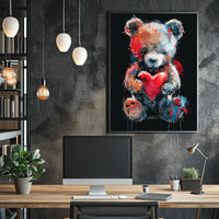 Heartfelt Colors Whimsical Teddy Bear Art Poster