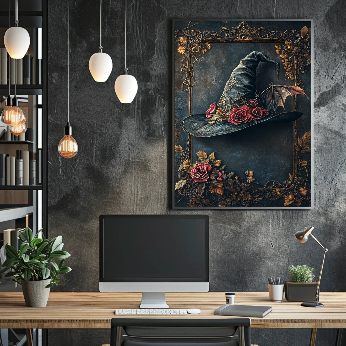 Magical Witch Hat with Roses Artistic or Pop Culture Poster