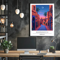 Marrakech Street Scene Evening Travel Poster