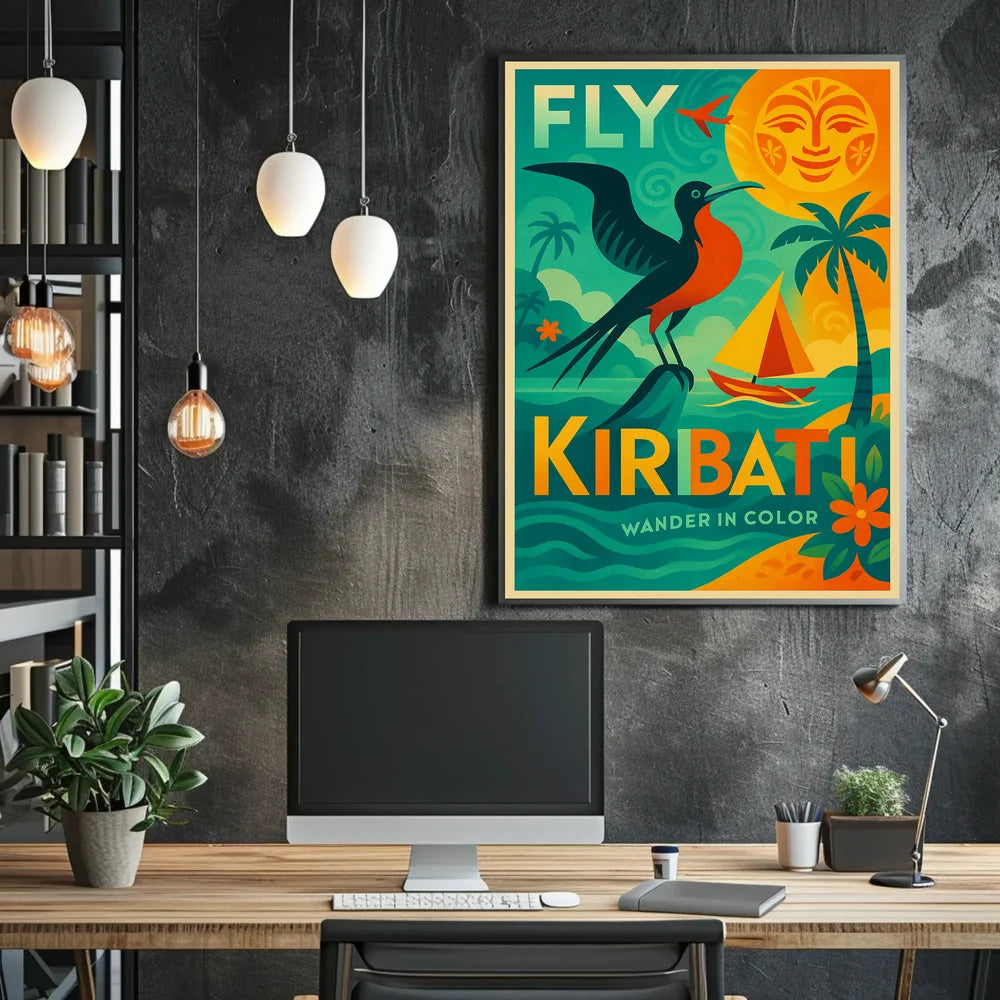 Kiribati Tropical Escape Retro Travel Poster PosterGoat