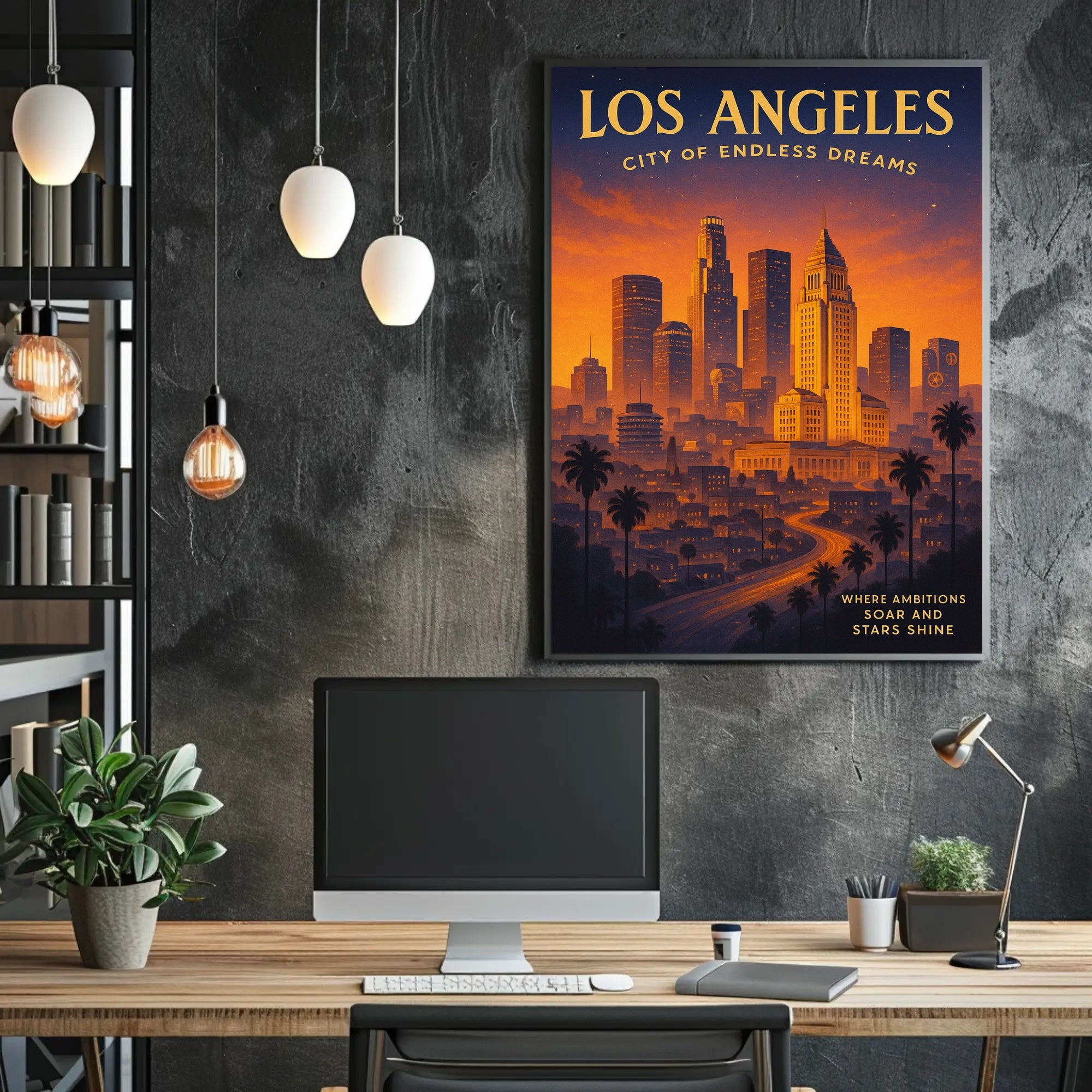 Los Angeles Skyline Vintage Urban or Cityscape Poster