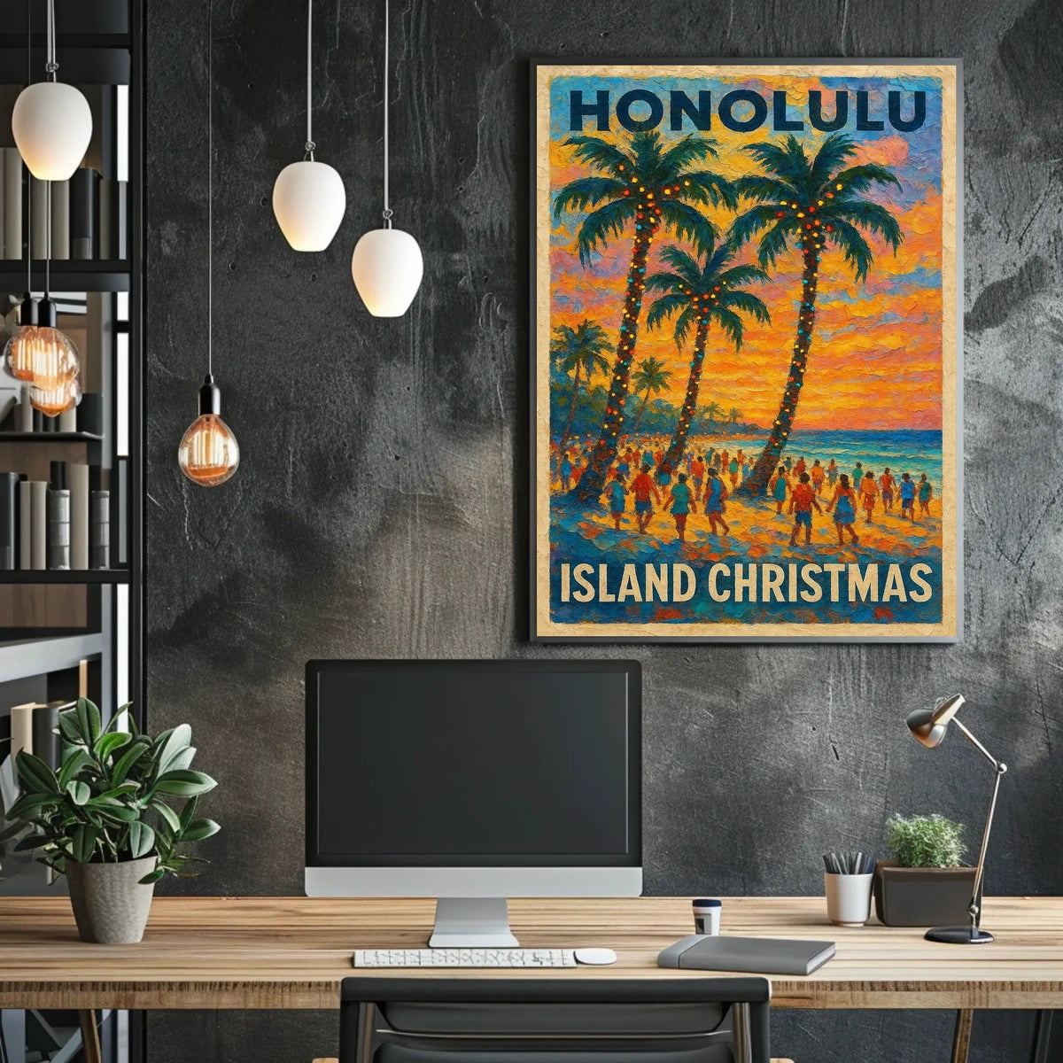 Honolulu Island Christmas Poster