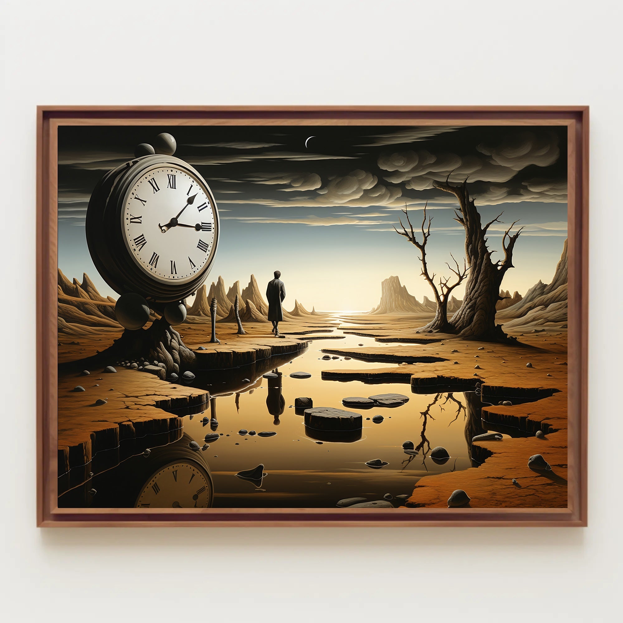 Timeless Surreal Landscape with Clock Artistic Poster