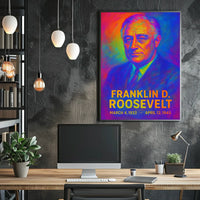 Franklin D. Roosevelt 32nd President of the United States Neon Gradient Overlay Poster