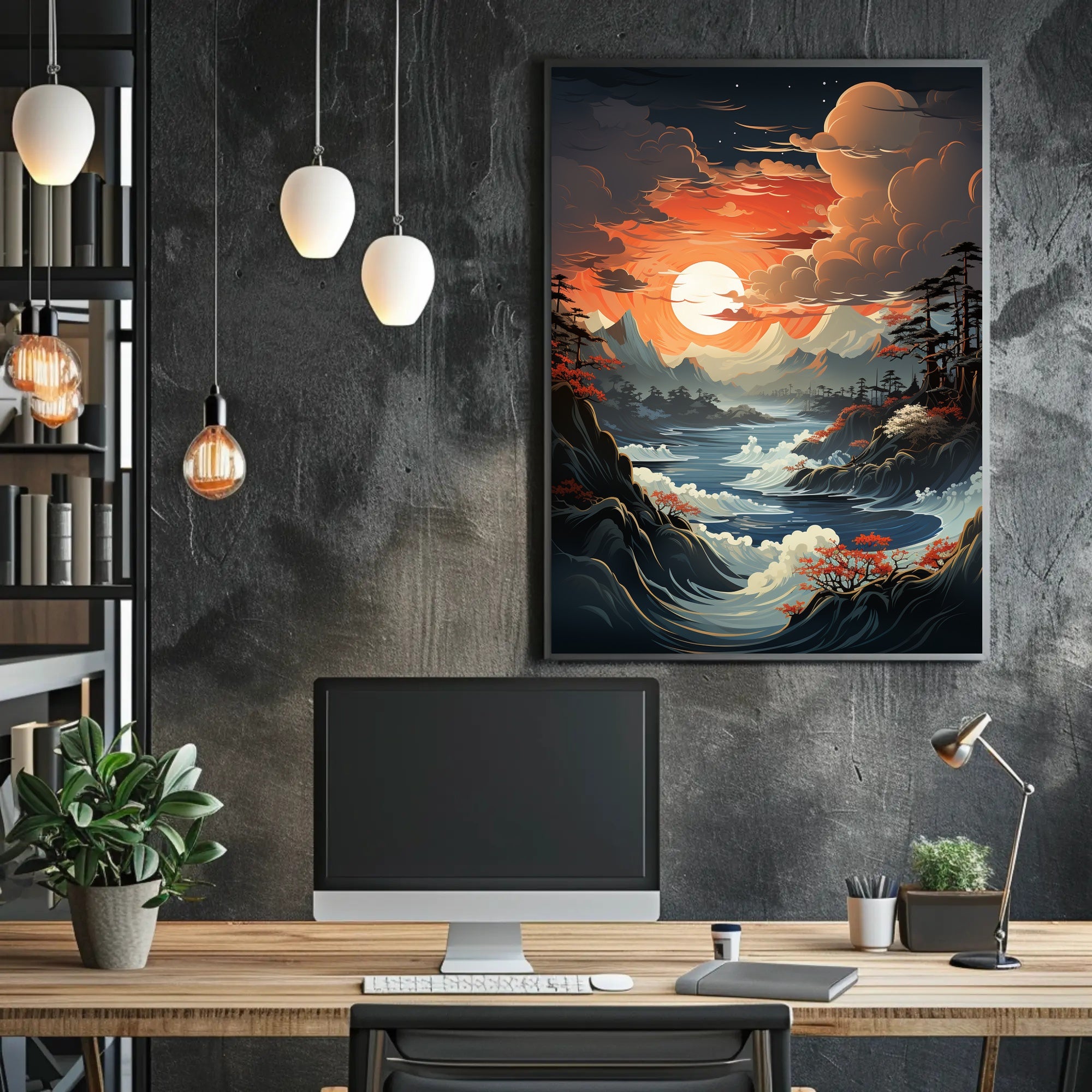 Serene Sunset Over Majestic Waters Poster PosterGoat