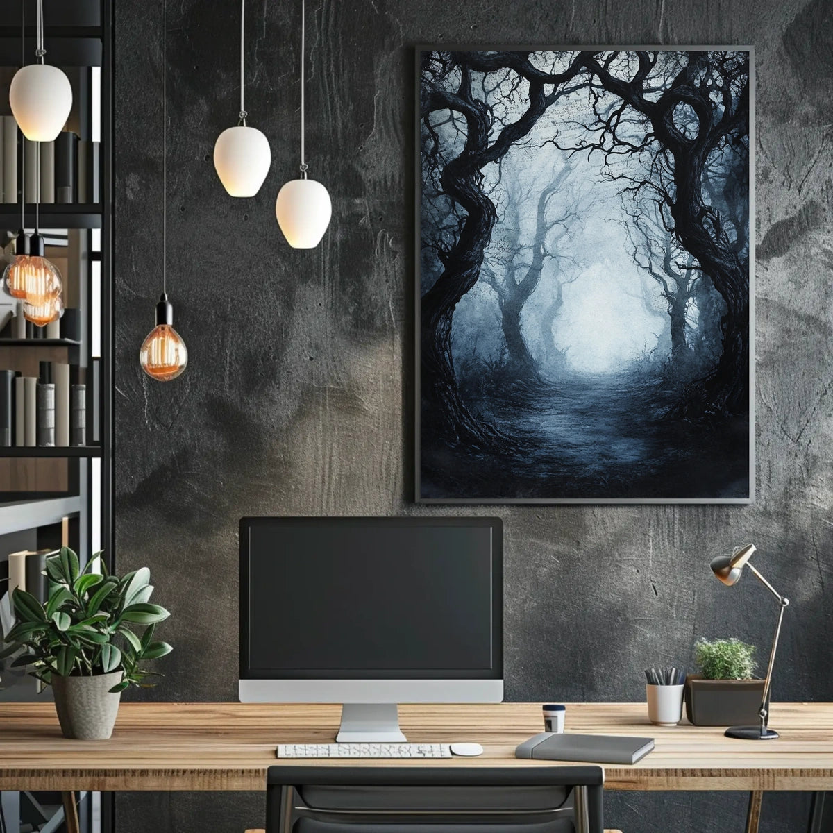 Mysterious and Eerie Forest Scene Artistic Poster