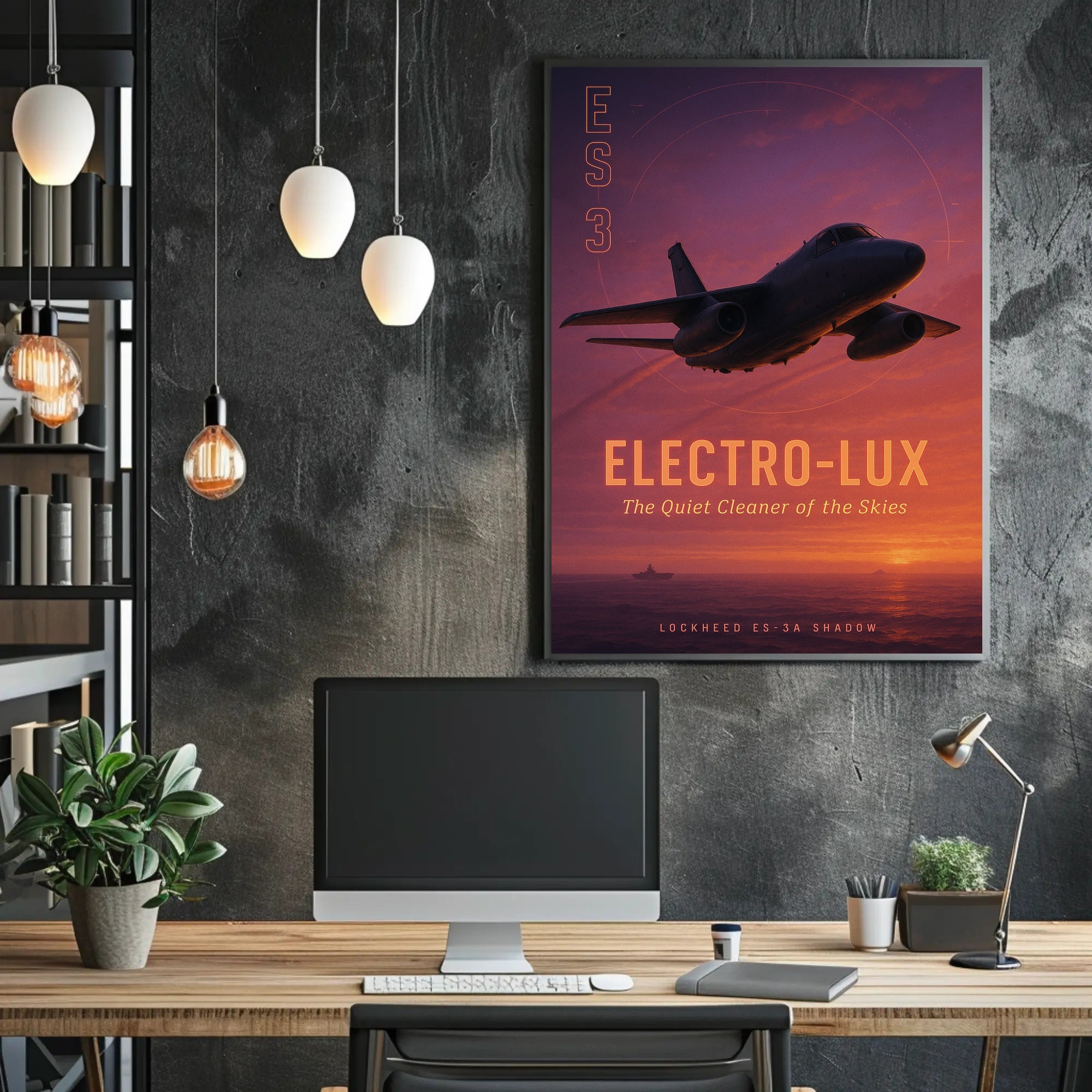 Lockheed ES-3A Shadow in Flight Aviation Poster