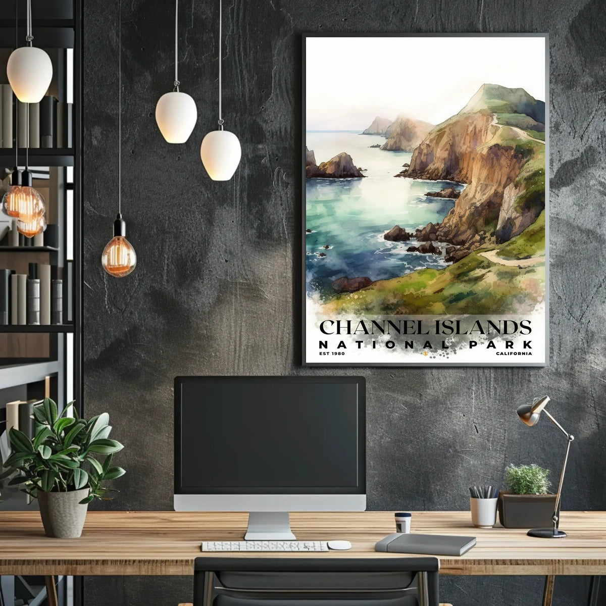 Channel Islands Watercolor Wall Art Poster