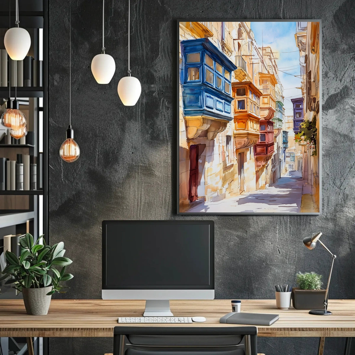 Malta Valletta Historic Street View Poster