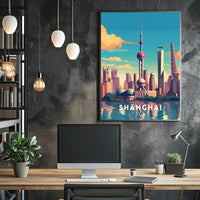 Shanghai Skyline Illustration Poster